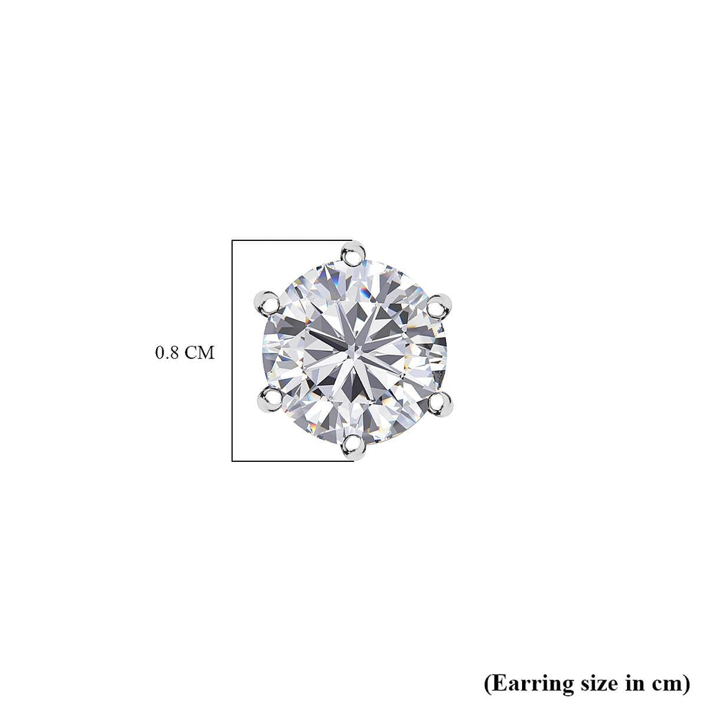 950 Platinum Moissanite Solitaire Earrings With Screw Back 1.86 Ct.