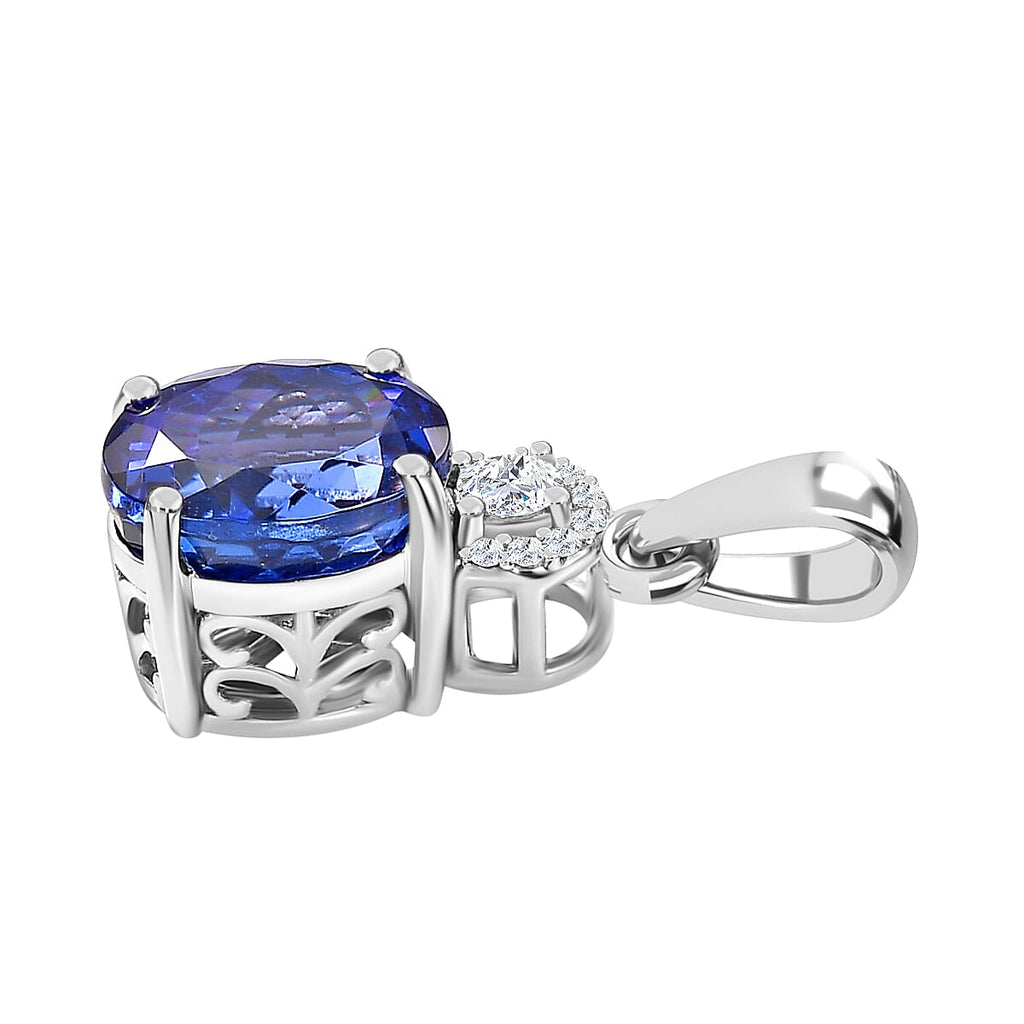 Rhapsody 950 Platinum AAAA Tanzanite & White Diamond Pendant 6.00 Ct, Platinum Wt. 3.68 Gms.