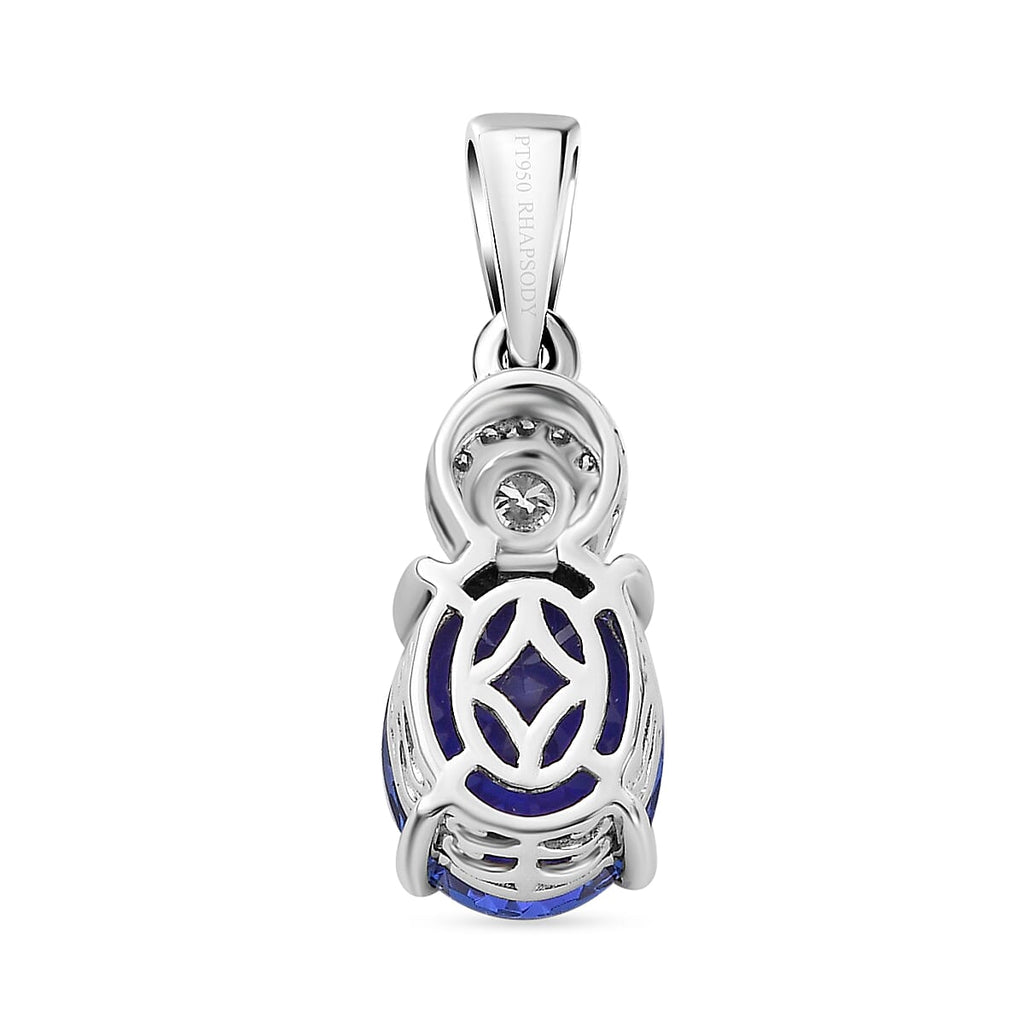 Rhapsody 950 Platinum AAAA Tanzanite & White Diamond Pendant 6.00 Ct, Platinum Wt. 3.68 Gms.