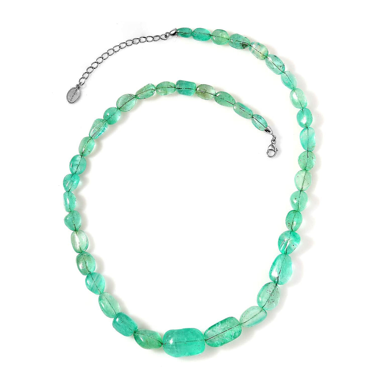 Certified &amp; Appraised 174 Ct. AAAA Emerald Necklace (Size - 18) with Lobster Clasp in 950 Platinum 7672326 0