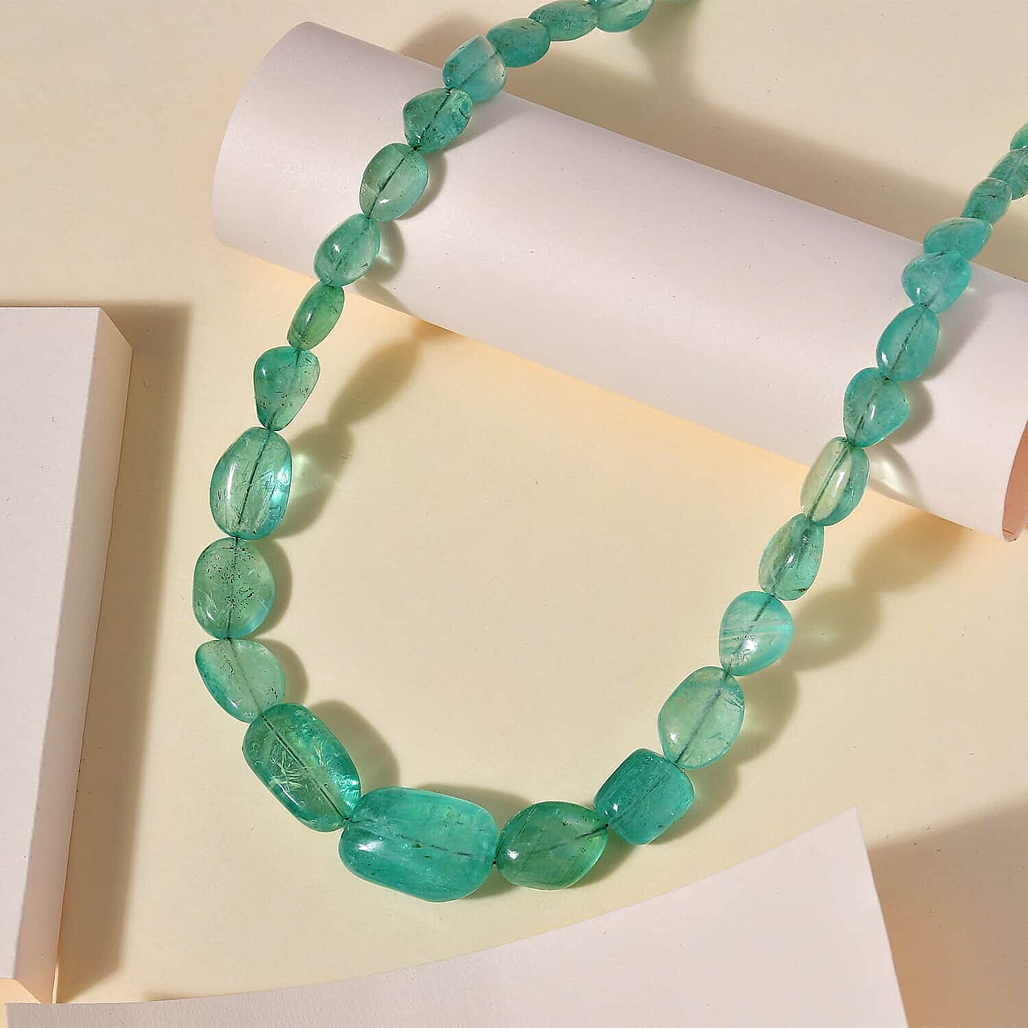 Certified &amp; Appraised 174 Ct. AAAA Emerald Necklace (Size - 18) with Lobster Clasp in 950 Platinum 7672326 2
