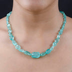 950 Platinum  AAA  Emerald  Necklace (Size - 18) 170.00 ct,  Platinum Wt. 2.54 Gms  174.040  Ct.