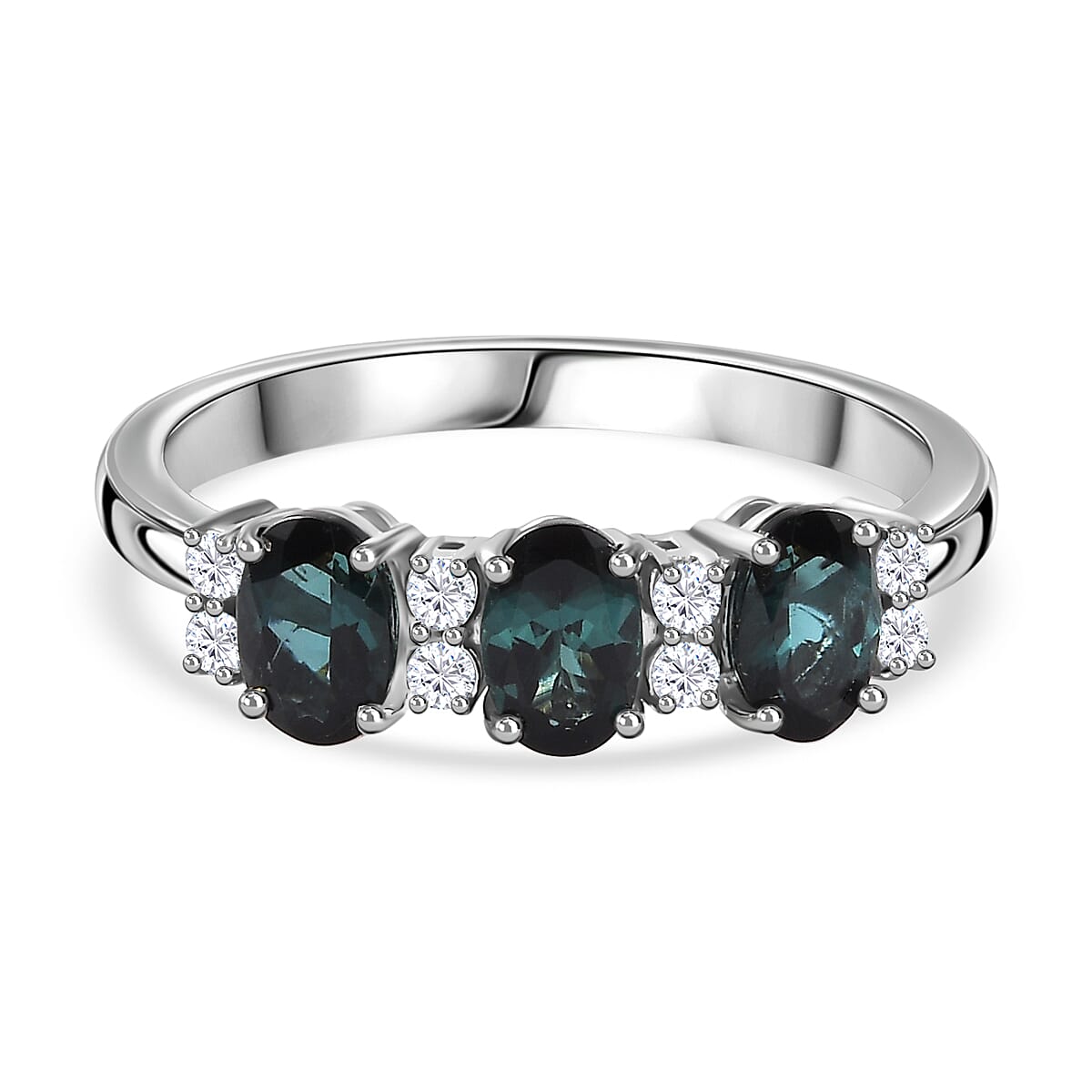 950 White Platinum AAA Mutuca Indicolite &amp; Diamond Ring 1.68 Ct, Plt Wt. 4.44 Gms 7742485 0