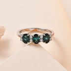 950 White Platinum AAA Mutuca Indicolite & Diamond Ring 1.68 Ct, Plt Wt. 4.44 Gms