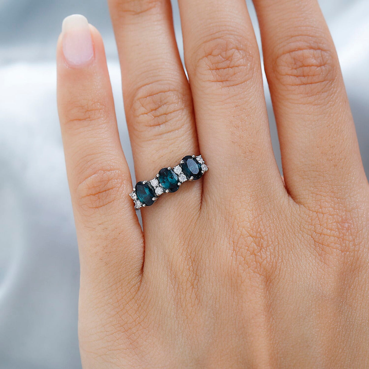950 White Platinum AAA Mutuca Indicolite &amp; Diamond Ring 1.68 Ct, Plt Wt. 4.44 Gms 7742485 2