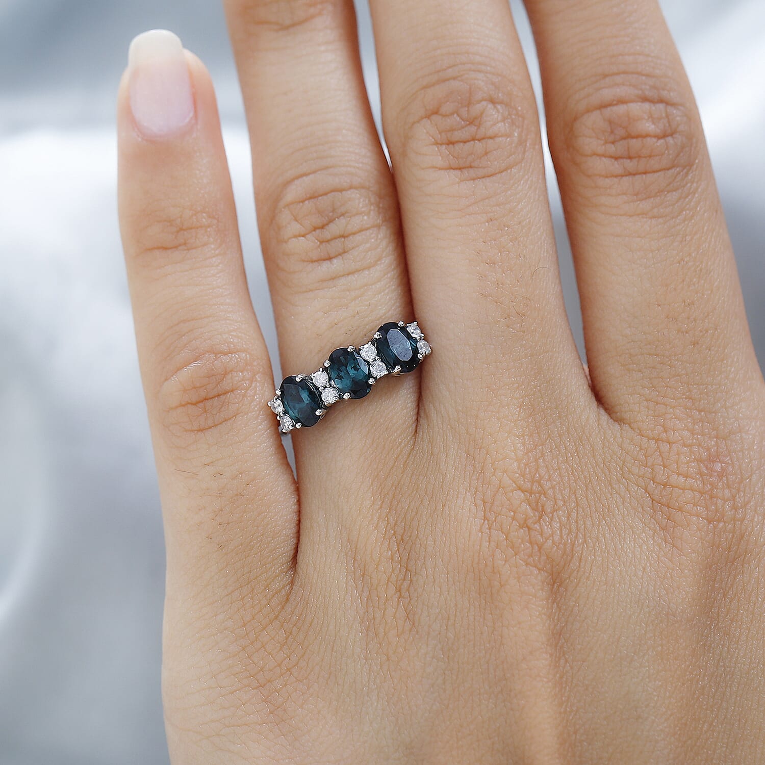 950 White Platinum AAA Mutuca Indicolite &amp; Diamond Ring 1.68 Ct, Plt Wt. 4.44 Gms 7742485 2