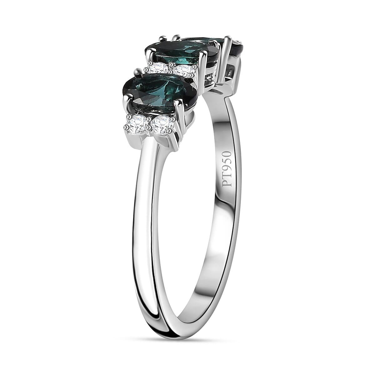 950 White Platinum AAA Mutuca Indicolite &amp; Diamond Ring 1.68 Ct, Plt Wt. 4.44 Gms 7742485 3