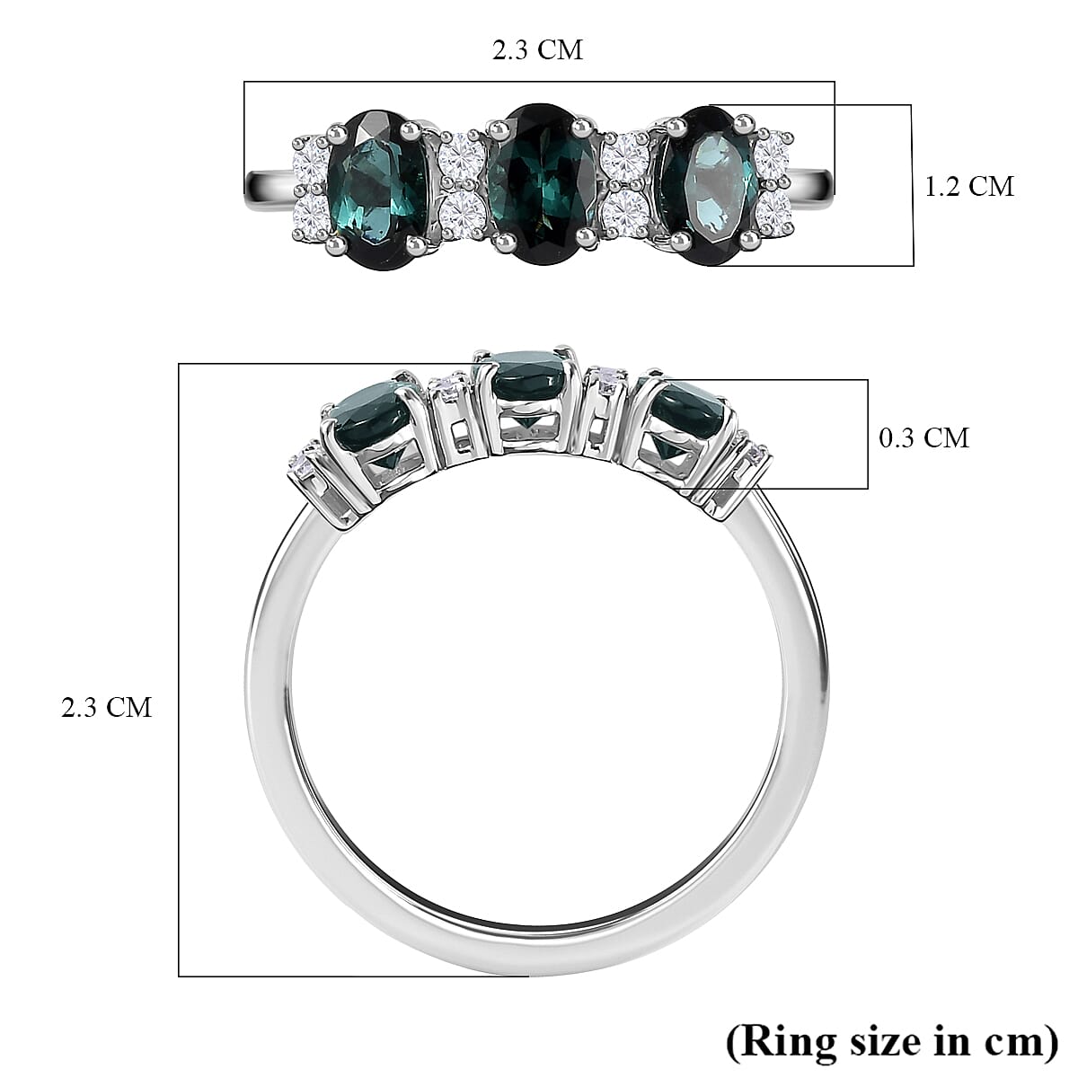 950 White Platinum AAA Mutuca Indicolite &amp; Diamond Ring 1.68 Ct, Plt Wt. 4.44 Gms 7742485 5