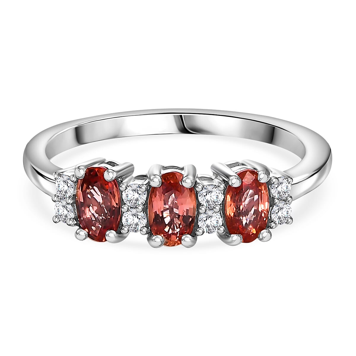 Extremely Rare 950 Platinum AAA Padparadscha Sapphire (B) and White Diamond Band Ring 1.00 ct 7843635 0