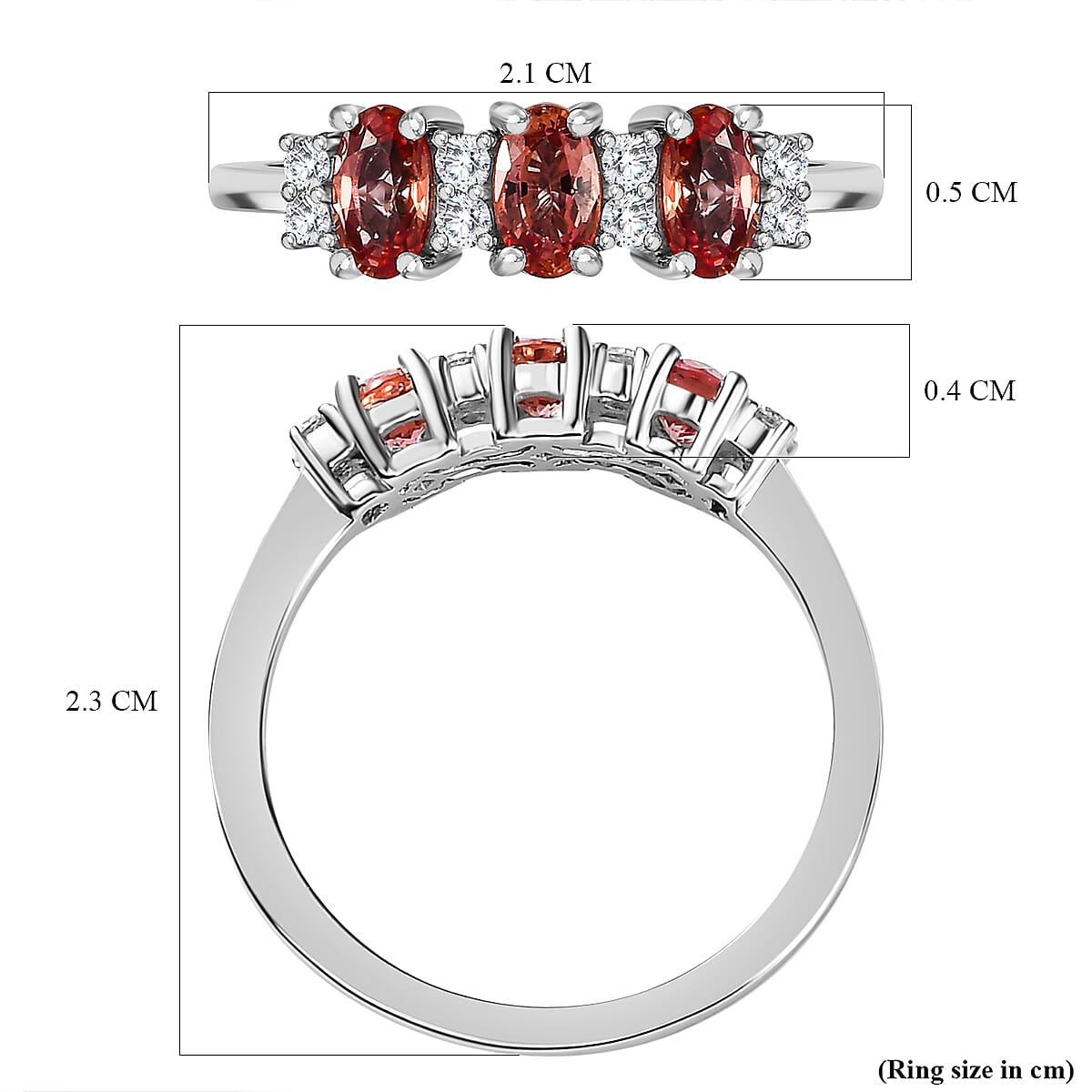 Extremely Rare 950 Platinum AAA Padparadscha Sapphire (B) and White Diamond Band Ring 1.00 ct 7843635 6