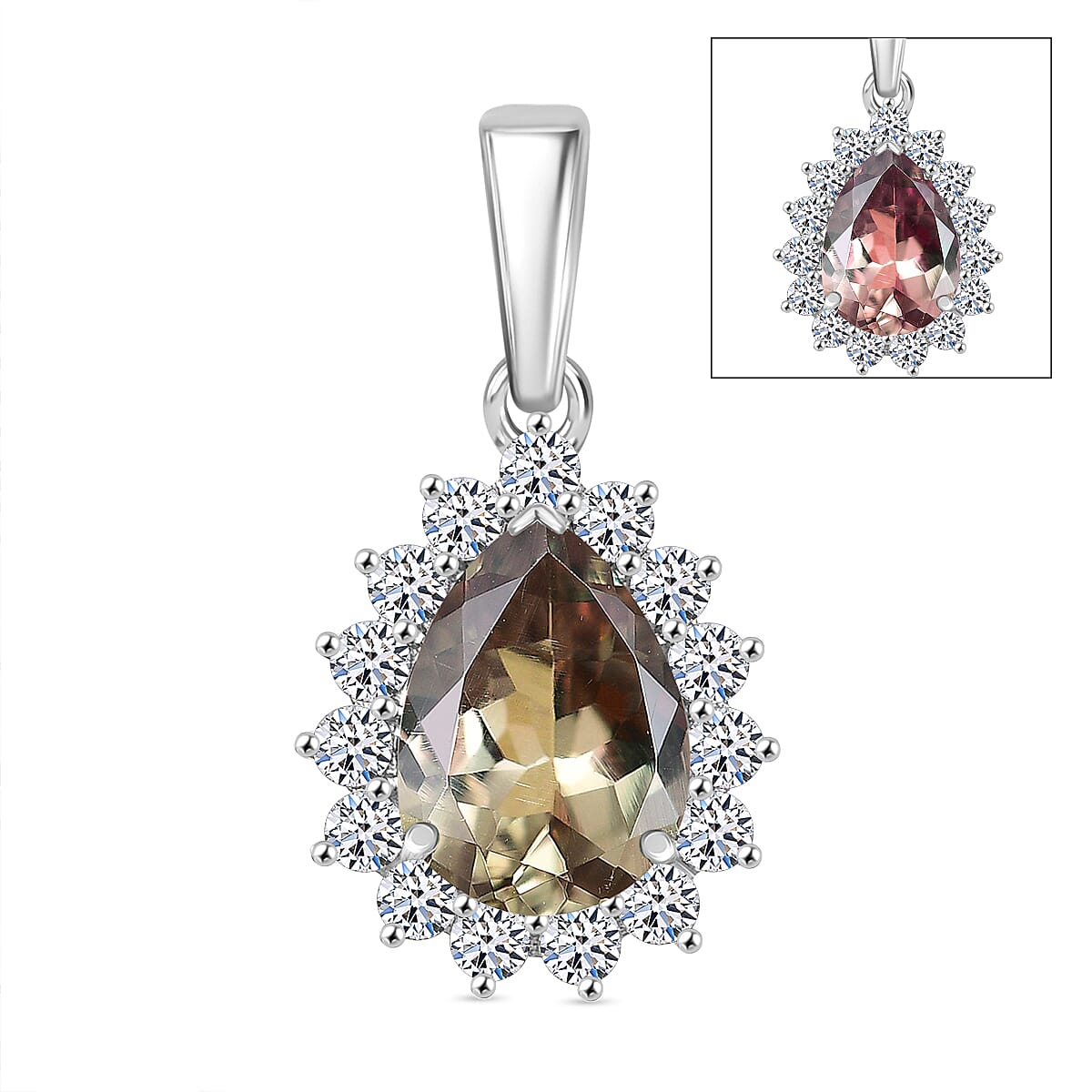 950 Platinum AAA Turkizite &amp; Lab Grown Diamond (VS-E-F) Solitaire Pendant 5.13 Ct. 8071199 0