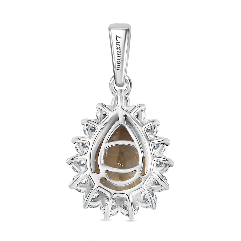 950 Platinum AAA Turkizite & Lab Grown Diamond (VS-E-F) Solitaire Pendant 5.13 Ct.