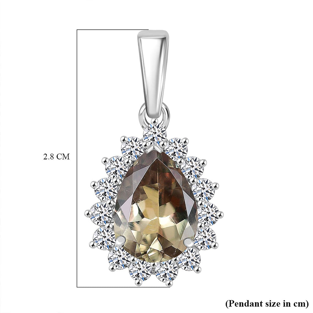 950 Platinum AAA Turkizite & Lab Grown Diamond (VS-E-F) Solitaire Pendant 5.13 Ct.