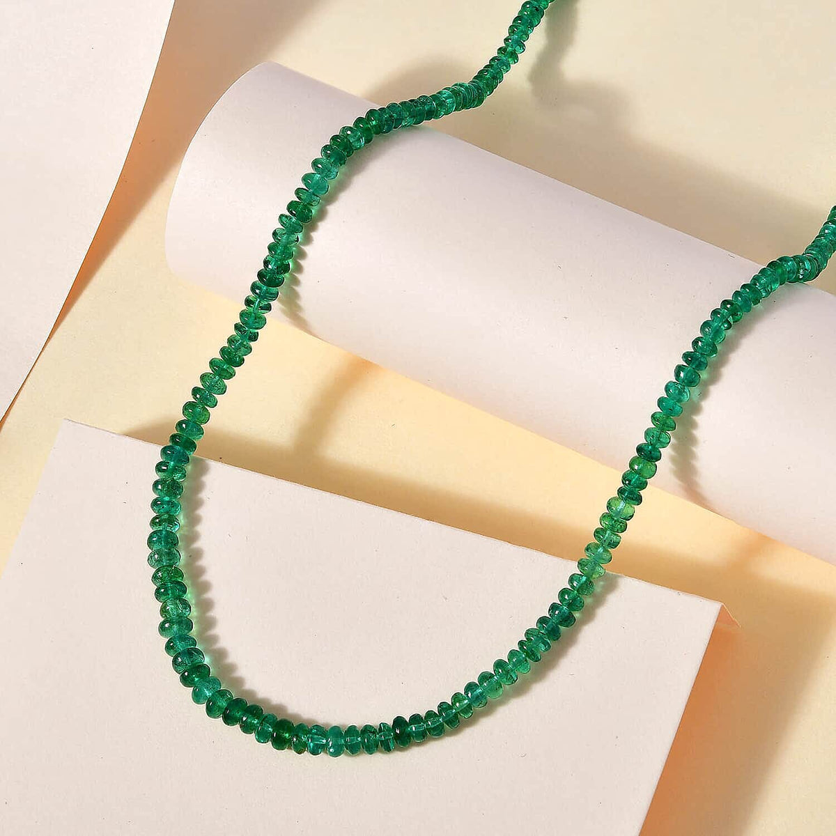 Certified &amp; Appraised 36 Ct. AAAA Emerald Necklace (Size - 18) in 950 Platinum 7669053 1