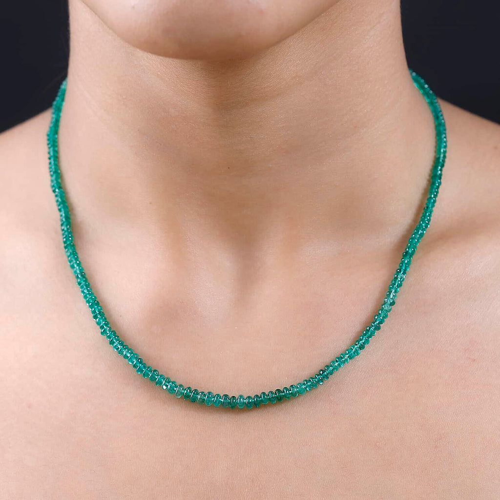 950 Platinum  AAAA  Emerald  Necklace (Size - 18) 36.00 ct,  Platinum Wt. 2.54 Gms  37.660  Ct.