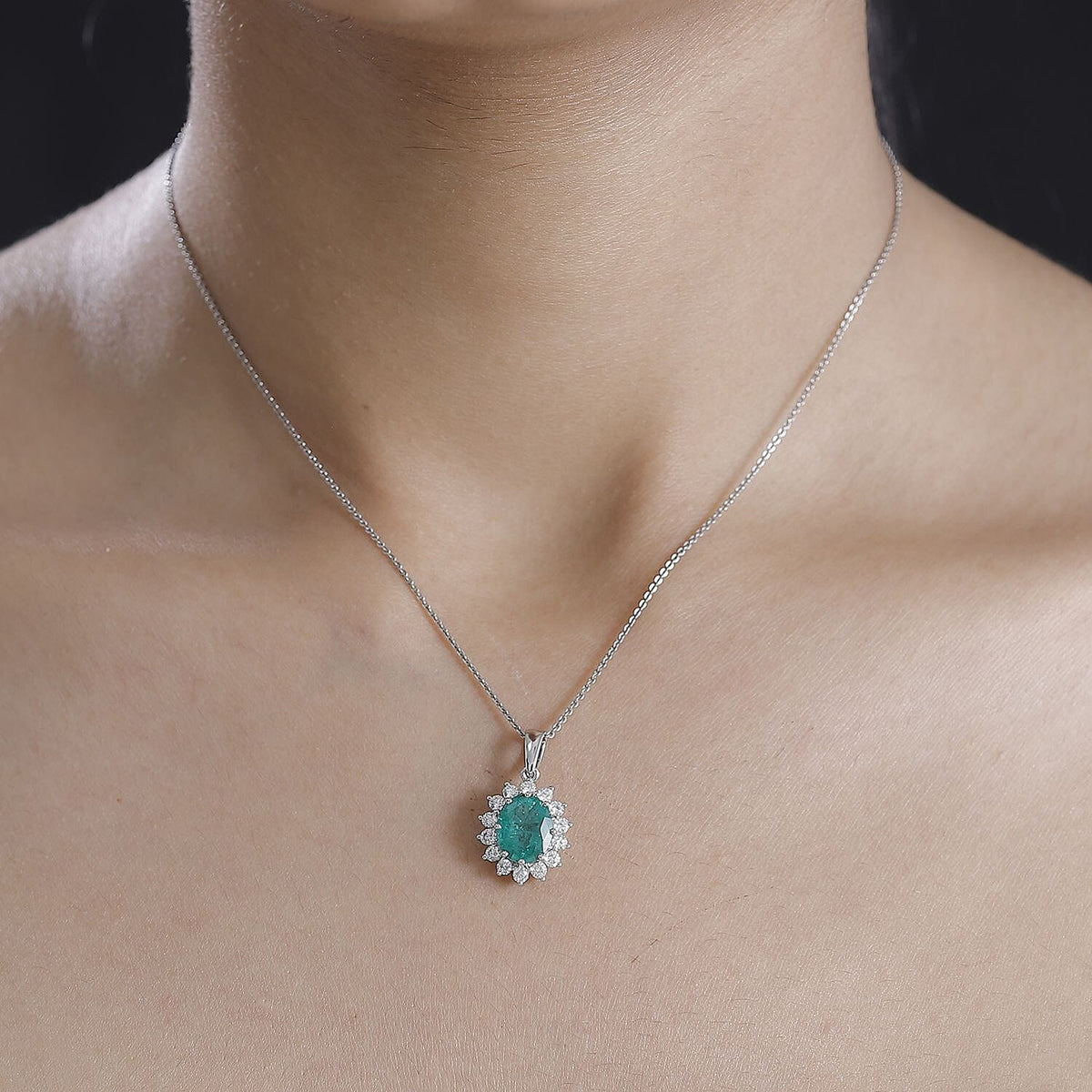 RHAPSODY AAAA Gemfeilds Zambian Emerald and White Diamond VS-EF Pendant in 950 Platinum 7863218 5