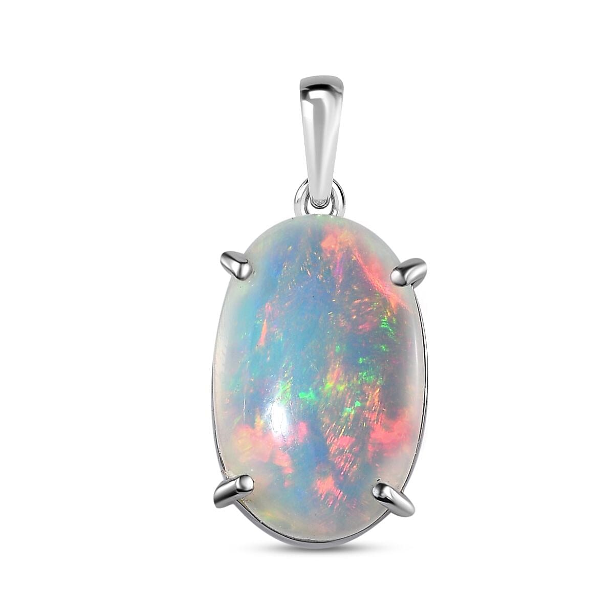 RHAPSODY- 950 Platinum AAAA Ethiopian Welo Opal Solitaire Pendant 10.10 Ct, Platinum Wt 4.75 GM 7666358 0
