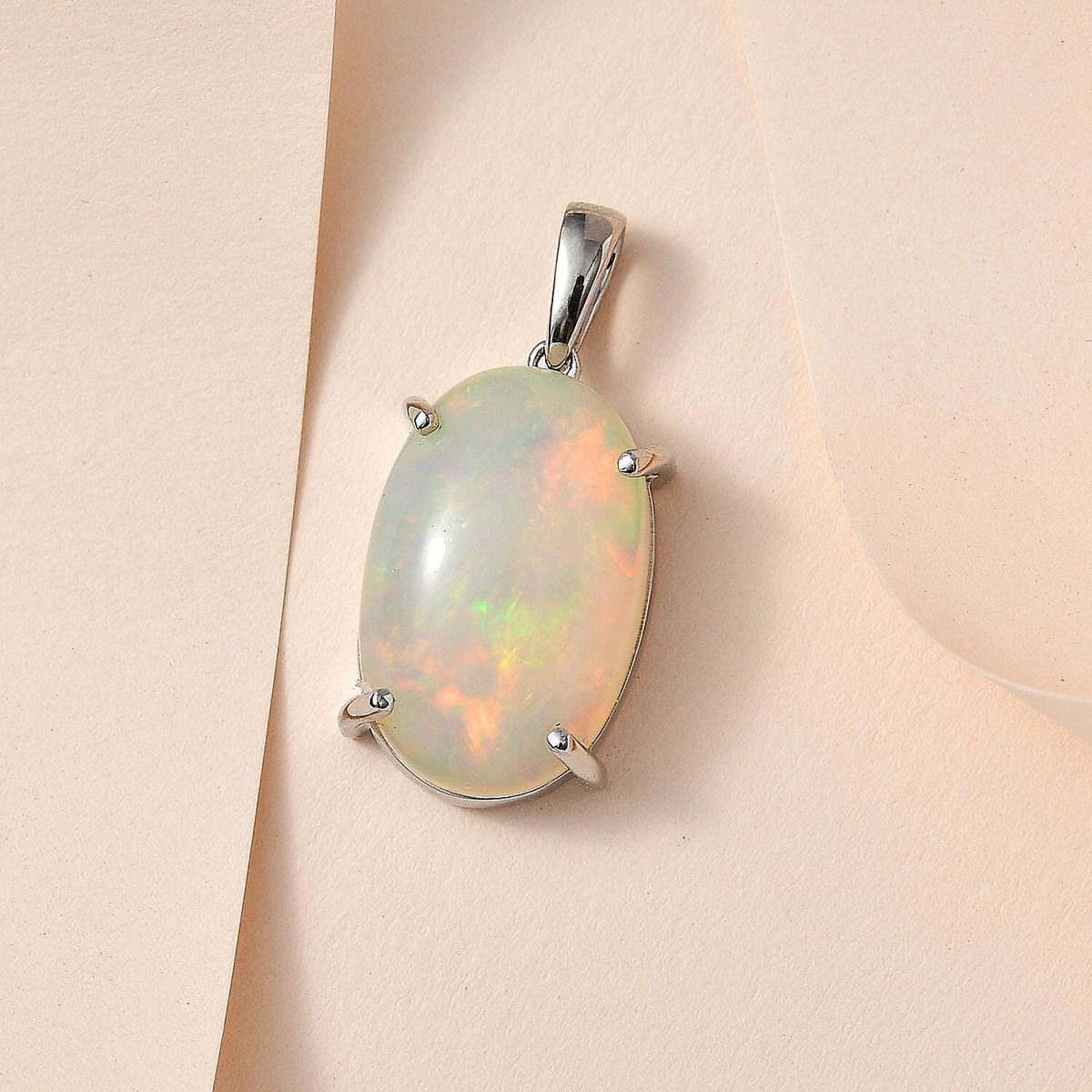 RHAPSODY- 950 Platinum AAAA Ethiopian Welo Opal Solitaire Pendant 10.10 Ct, Platinum Wt 4.75 GM 7666358 3