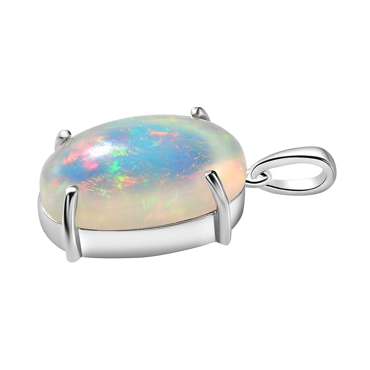 RHAPSODY- 950 Platinum AAAA Ethiopian Welo Opal Solitaire Pendant 10.10 Ct, Platinum Wt 4.75 GM 7666358 5