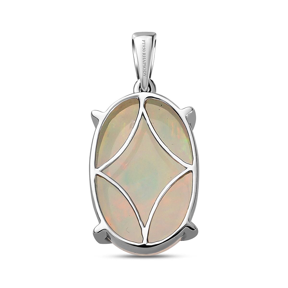 RHAPSODY- 950 Platinum AAAA Ethiopian Welo Opal Solitaire Pendant 10.10 Ct, Platinum Wt 4.75 GM 7666358 6