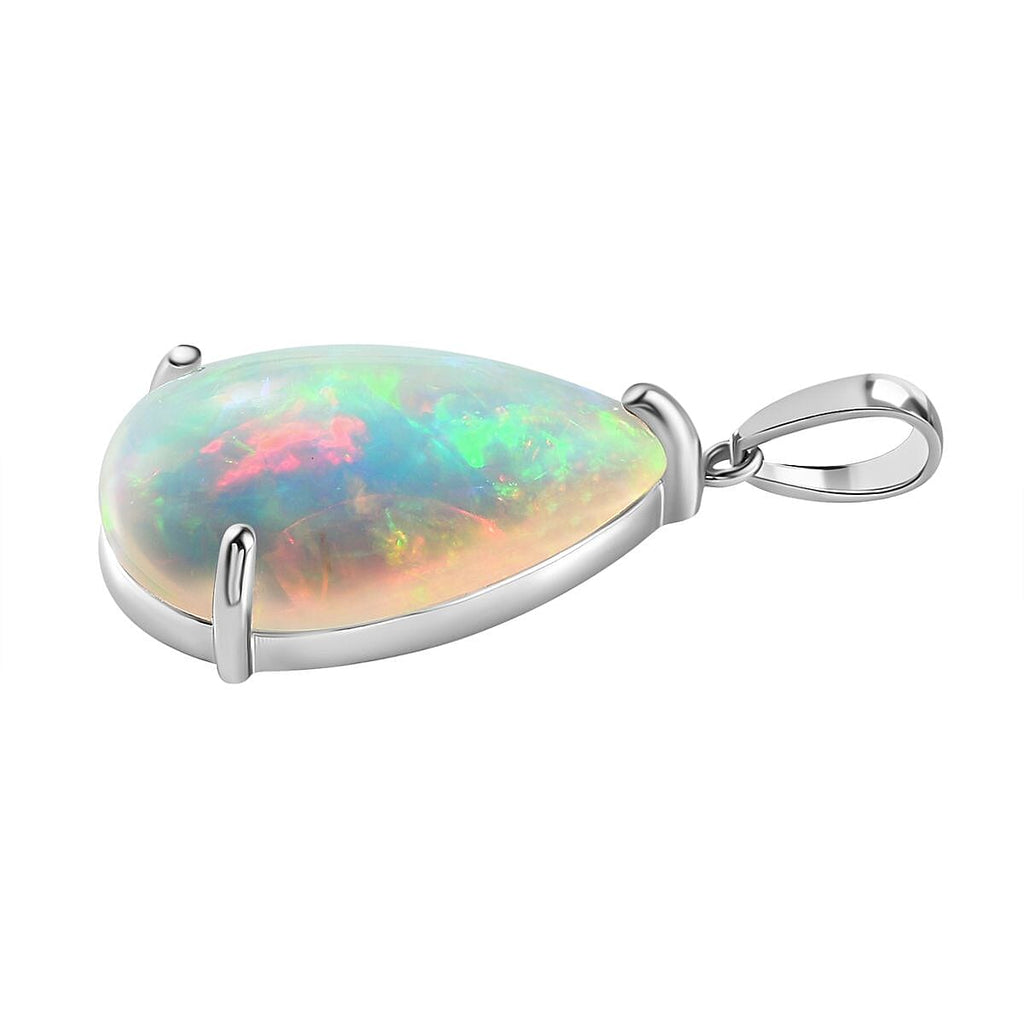 RHAPSODY- 950 Platinum AAAA Ethiopian Welo Opal Solitaire Pendant 11.10 Ct.