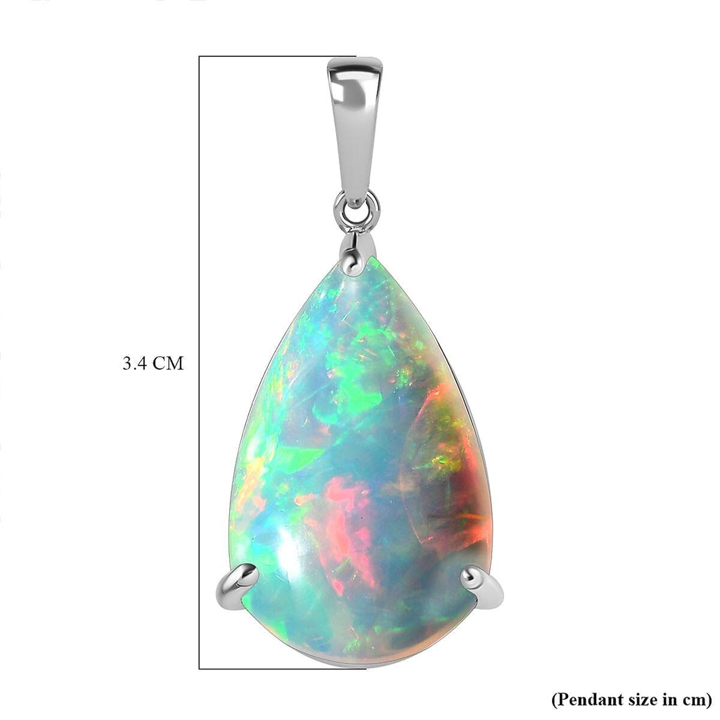 RHAPSODY- 950 Platinum AAAA Ethiopian Welo Opal Solitaire Pendant 11.10 Ct.