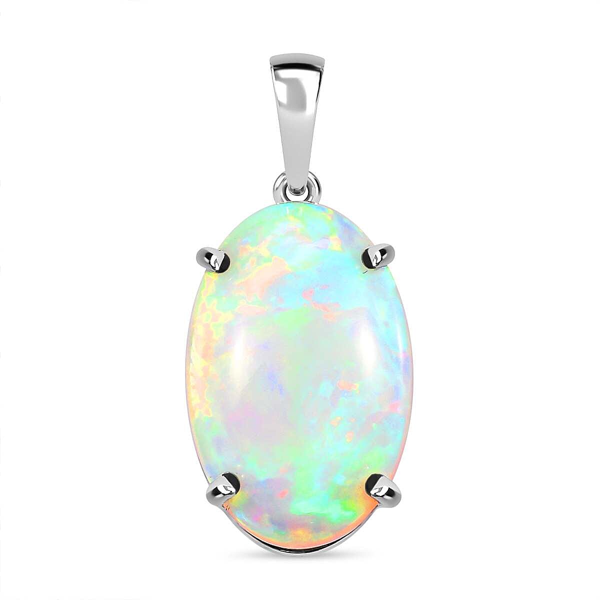 950 Platinum AAAA Ethiopian Welo Opal Solitaire Pendant 10.00 Ct 7676115 0