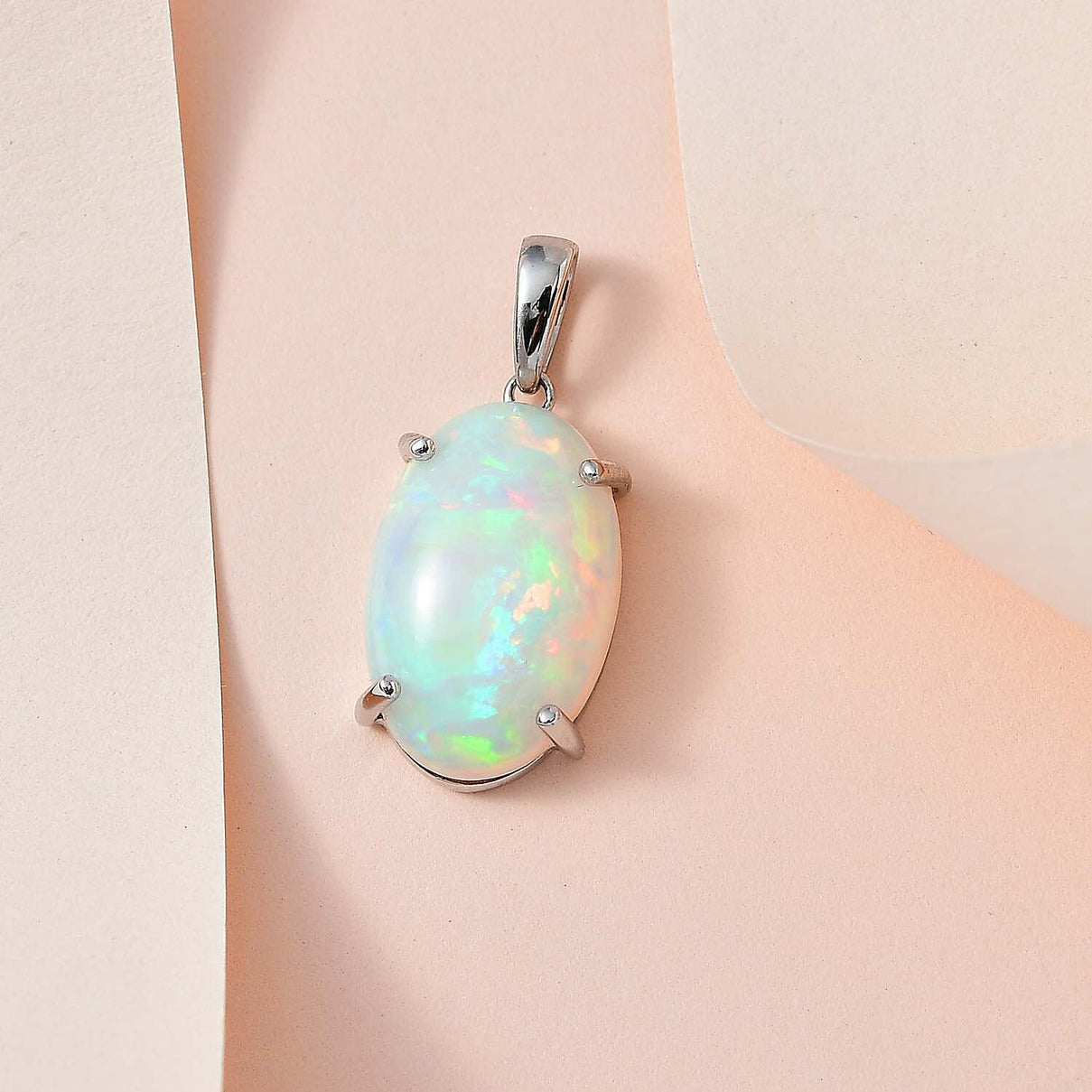 950 Platinum AAAA Ethiopian Welo Opal Solitaire Pendant 10.00 Ct 7676115 3