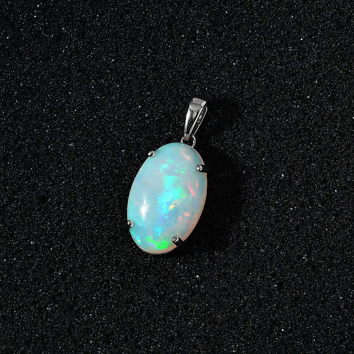 950 Platinum AAAA Ethiopian Welo Opal Solitaire Pendant 10.00 Ct 7676115 4