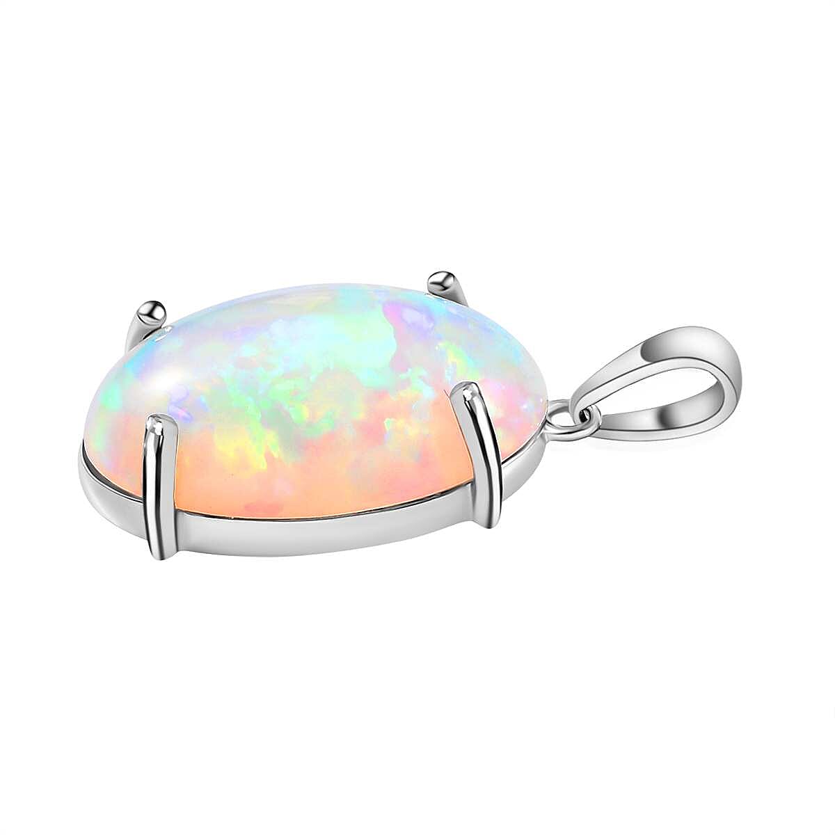 950 Platinum AAAA Ethiopian Welo Opal Solitaire Pendant 10.00 Ct 7676115 5