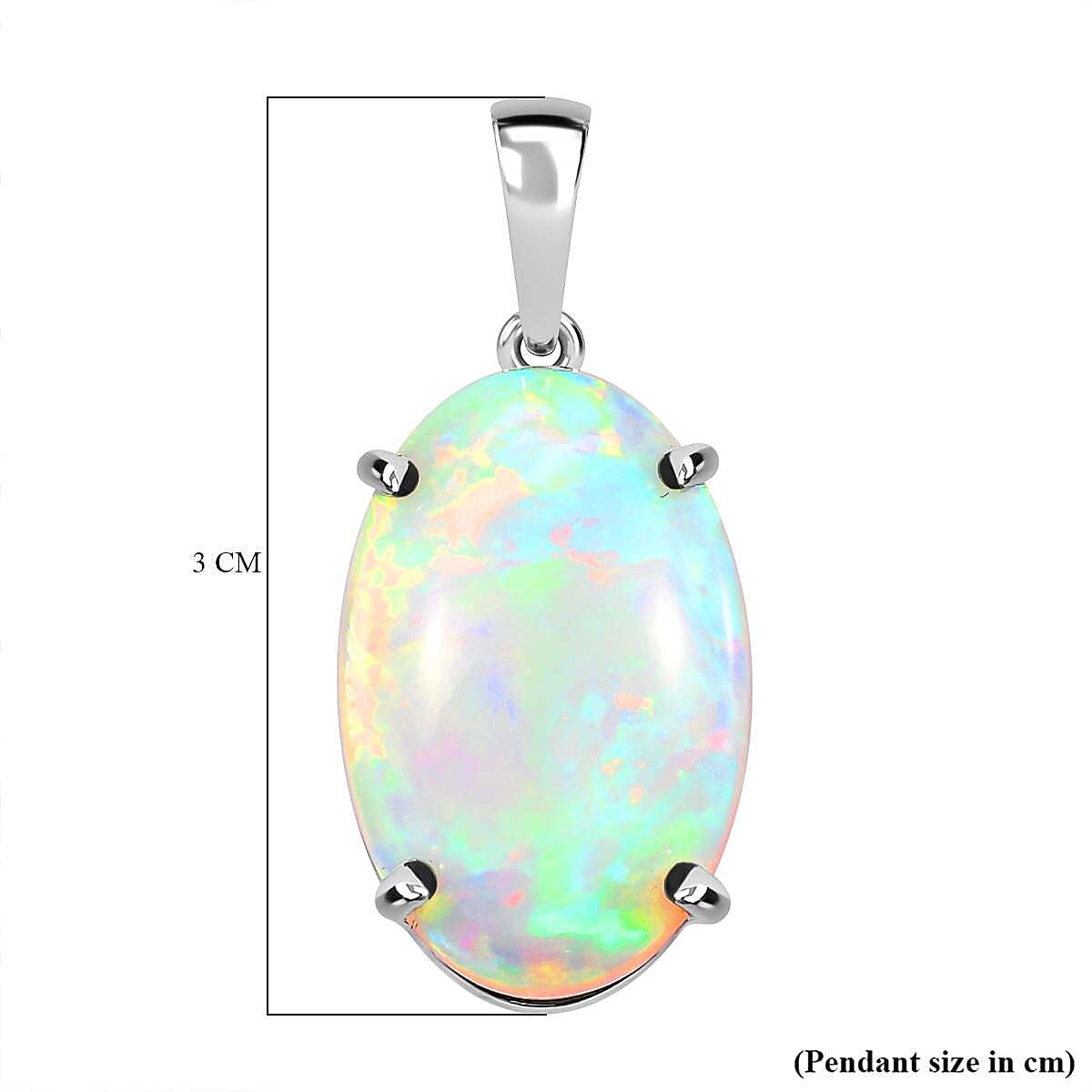 950 Platinum AAAA Ethiopian Welo Opal Solitaire Pendant 10.00 Ct 7676115 7