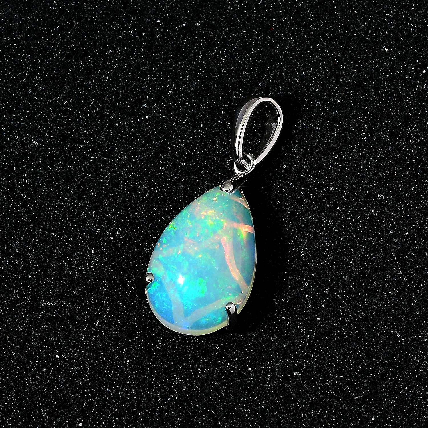 950 Platinum AAAA Ethiopian Welo Opal Solitaire Pendant 9.50 Ct. 7672271 4
