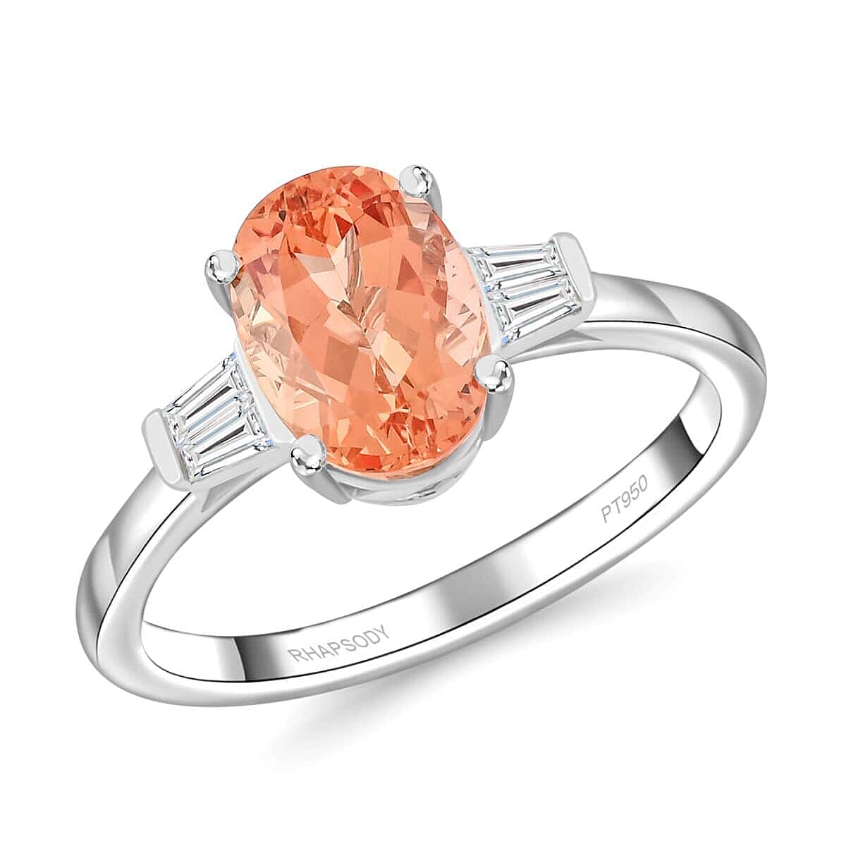 950 Platinum  AAAA  Imperial Topaz   White Diamond  VS Ring 3.30 ct,  Platinum Wt. 5.21 Gms  3.300  Ct. 7840300 0