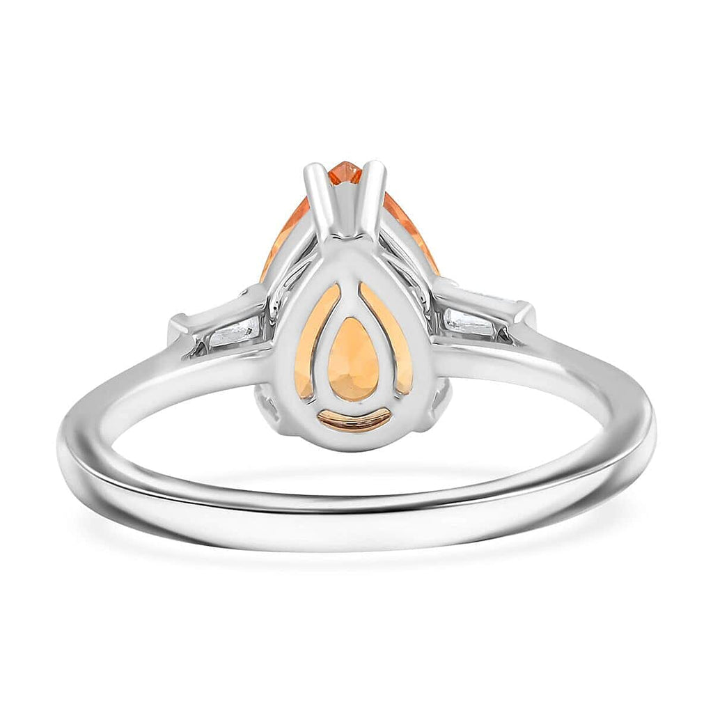 950 Platinum  AAAA  Imperial Topaz   White Diamond  VS Ring 3.50 ct,  Platinum Wt. 5.84 Gms  3.500  Ct.