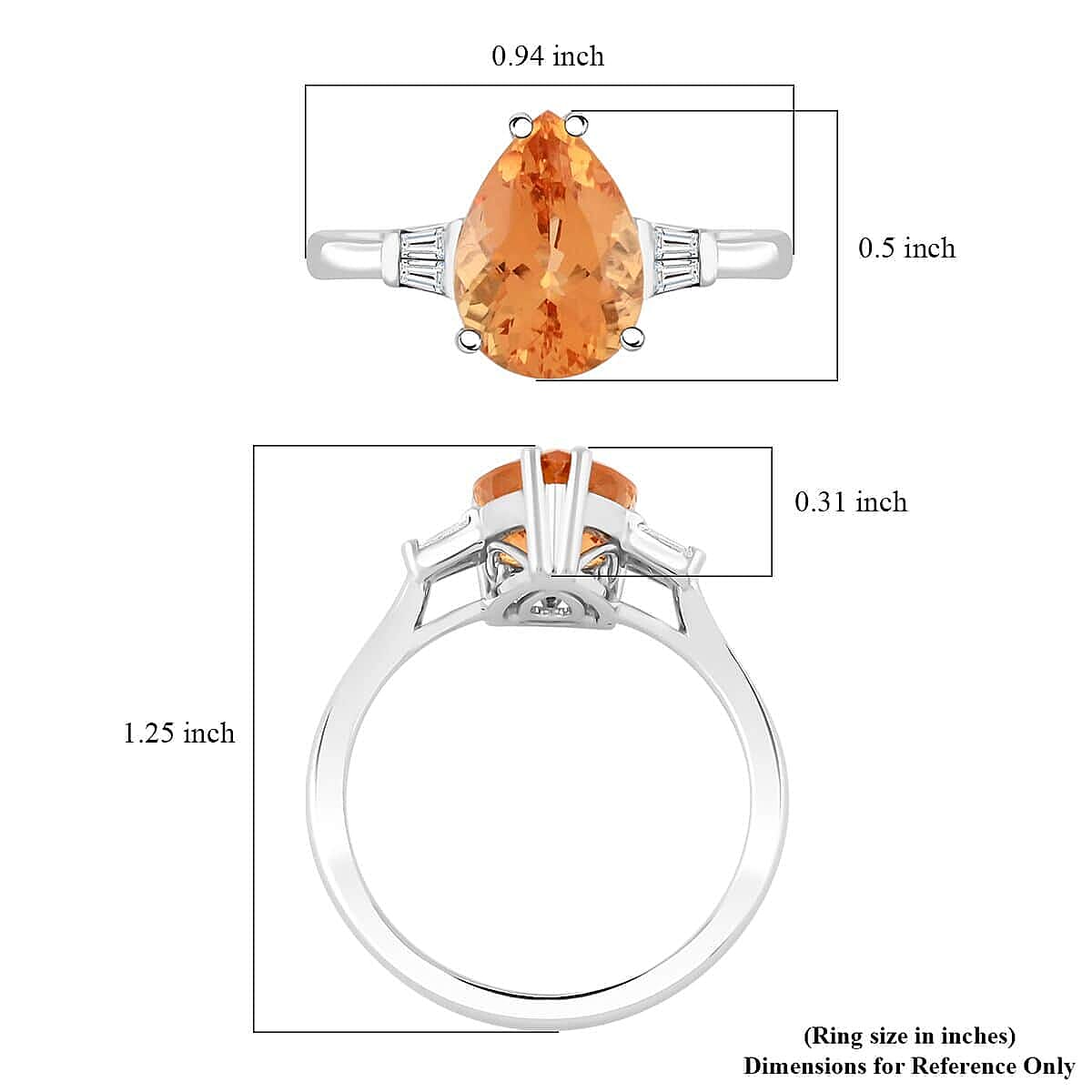 950 Platinum  AAAA  Imperial Topaz   White Diamond  VS Ring 3.50 ct,  Platinum Wt. 5.84 Gms  3.500  Ct. 7840326 4