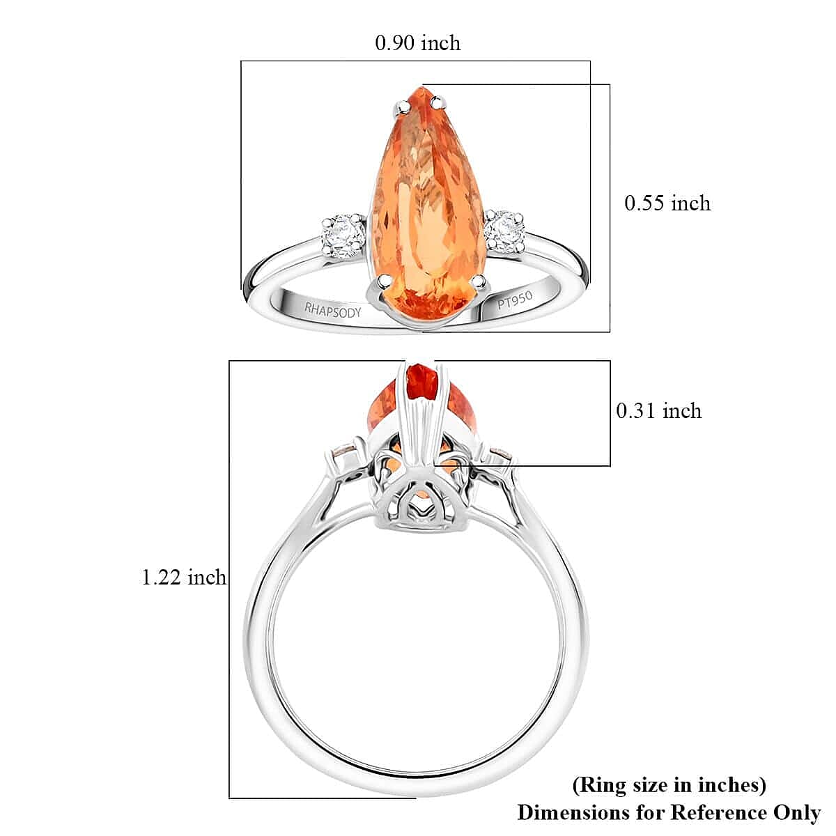 Appraised and Certified RHAPSODY 950 Platinum AAAA Imperial Topaz White Diamond VS Ring 5.4 Ct. 7840283 5