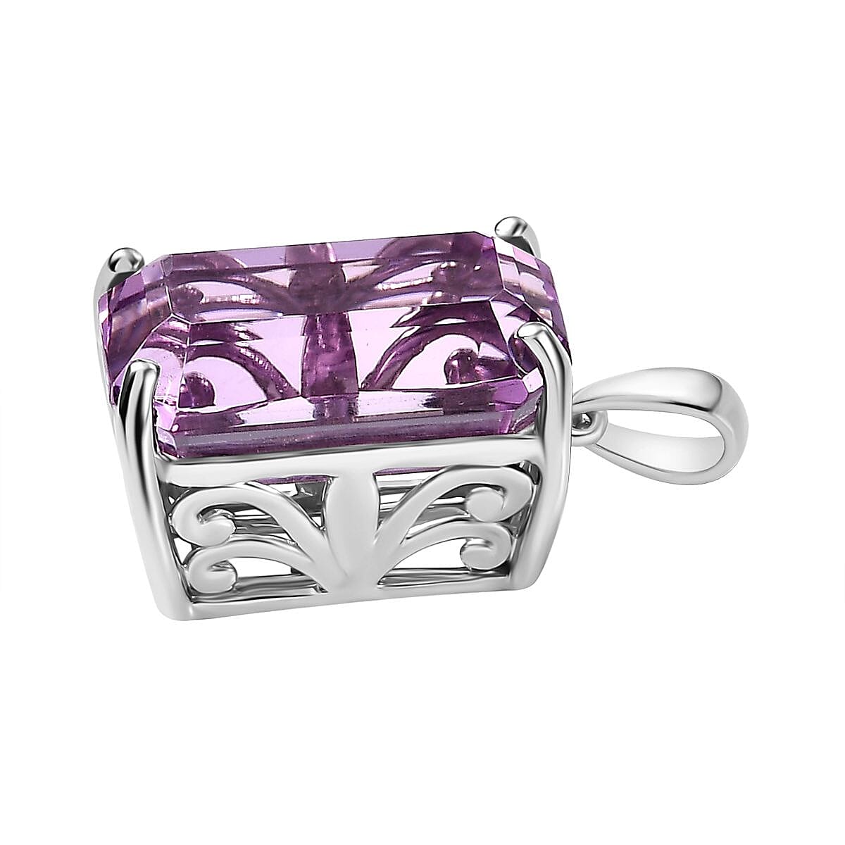 RHAPSODY - 950 Platinum AAAA Patroke Kunzite Solitaire Pendant 10.000 Ct, Platinum Wt. 3.60 Gms. 8025211 3