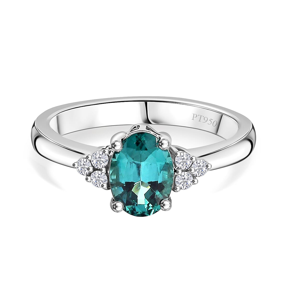 RHAPSODY 950 Platinum AAAA Lagoon Tourmaline and White Diamond (VS-E/F) Ring 1.19 Ct 7948687 0