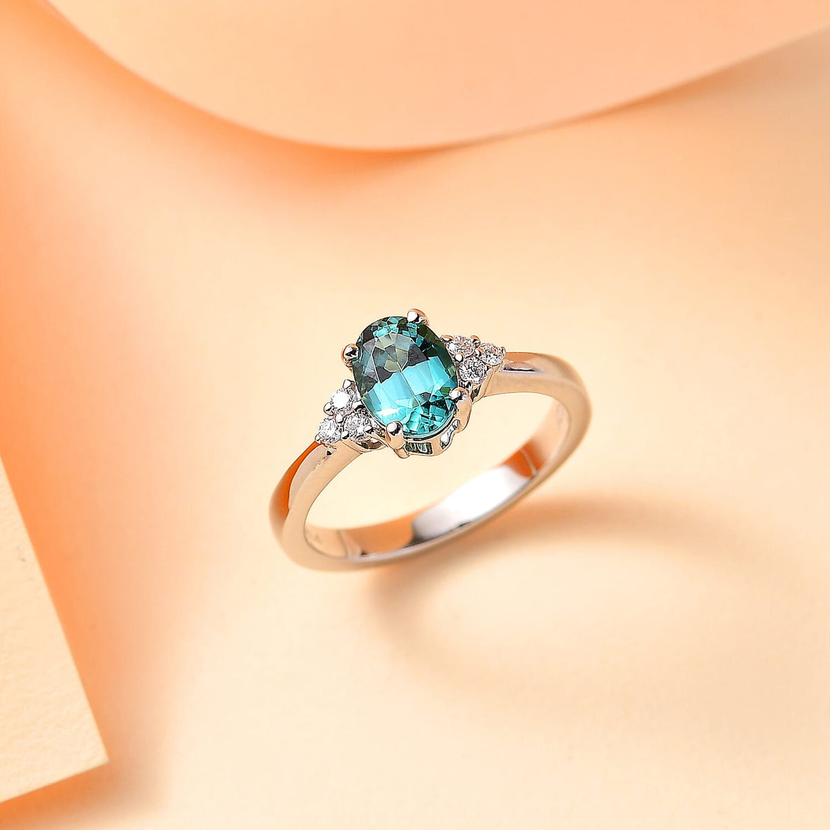 RHAPSODY 950 Platinum AAAA Lagoon Tourmaline and White Diamond (VS-E/F) Ring 1.19 Ct 7948687 2