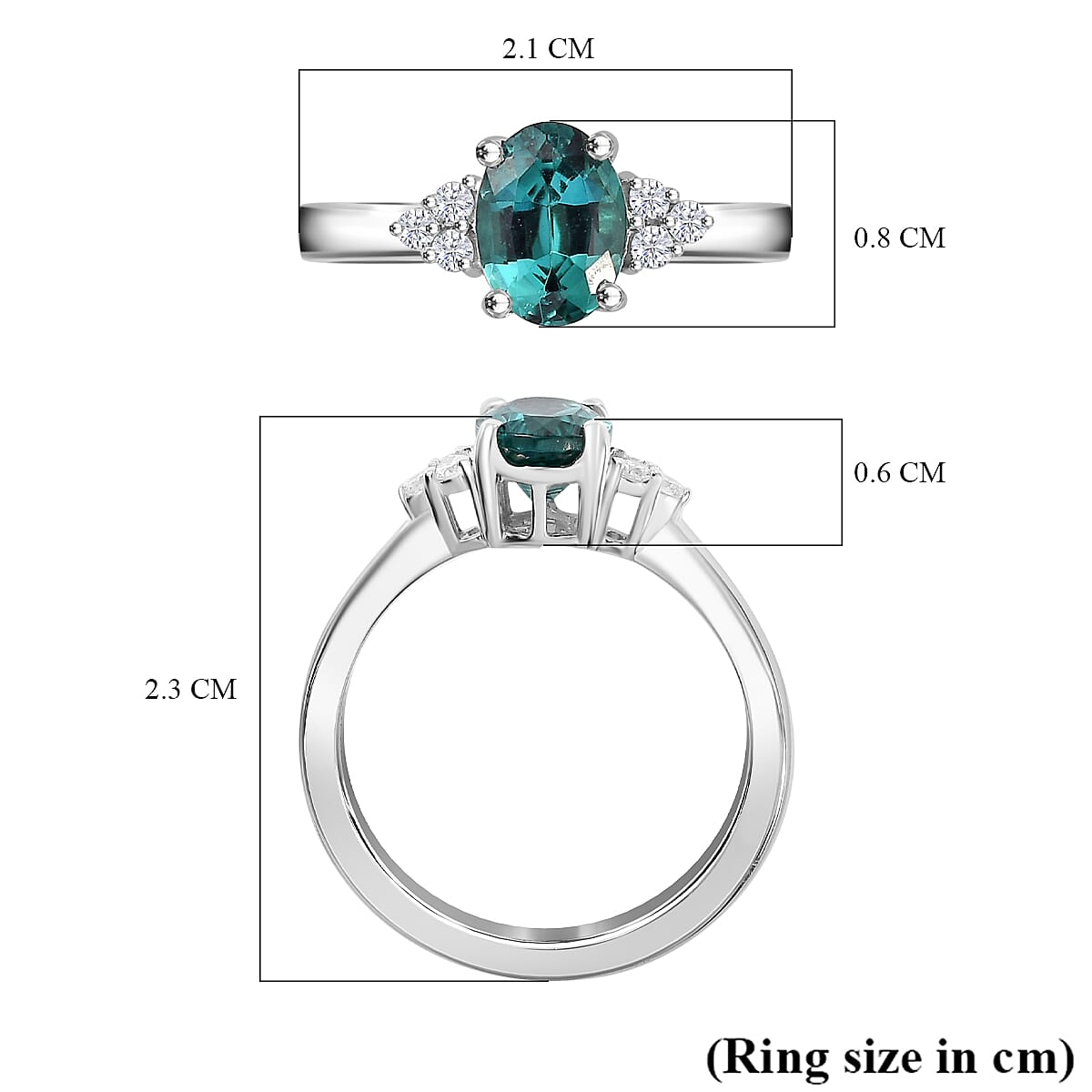 RHAPSODY 950 Platinum AAAA Lagoon Tourmaline and White Diamond (VS-E/F) Ring 1.19 Ct 7948687 6