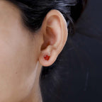 950 Platinum AAAA  Mexican Cherry Fire Opal Stud Earrings 1.00 Ct
