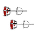 950 Platinum AAAA  Mexican Cherry Fire Opal Stud Earrings 1.00 Ct