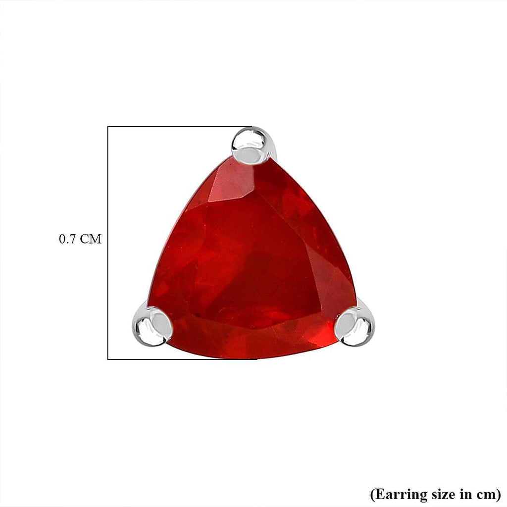 950 Platinum AAAA  Mexican Cherry Fire Opal Stud Earrings 1.00 Ct