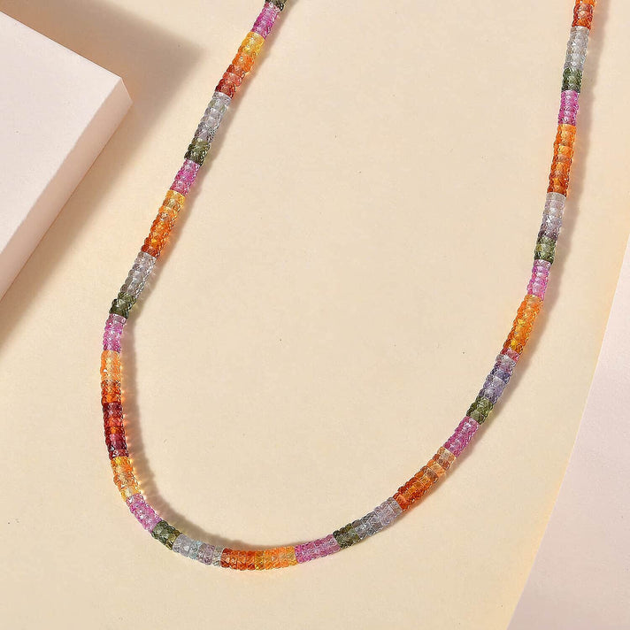 Appraised and Certified 950 Platinum AAAA Multi Sapphire Necklace (Size - 18) 63.23 Ct. 7669180 2