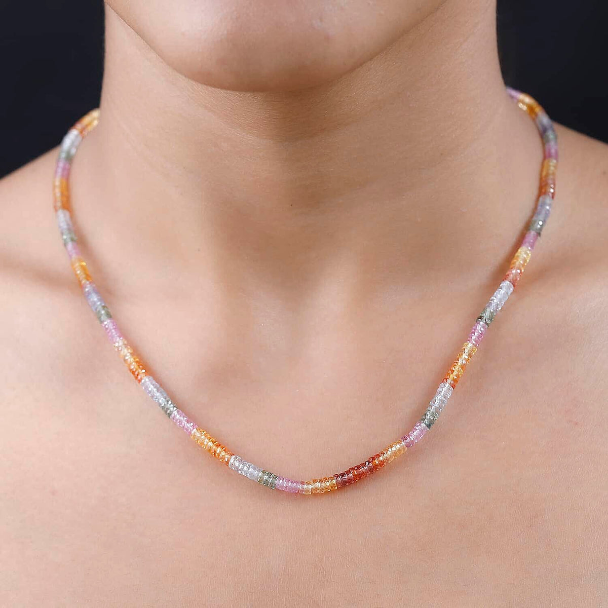 Appraised and Certified 950 Platinum AAAA Multi Sapphire Necklace (Size - 18) 63.23 Ct. 7669180 2