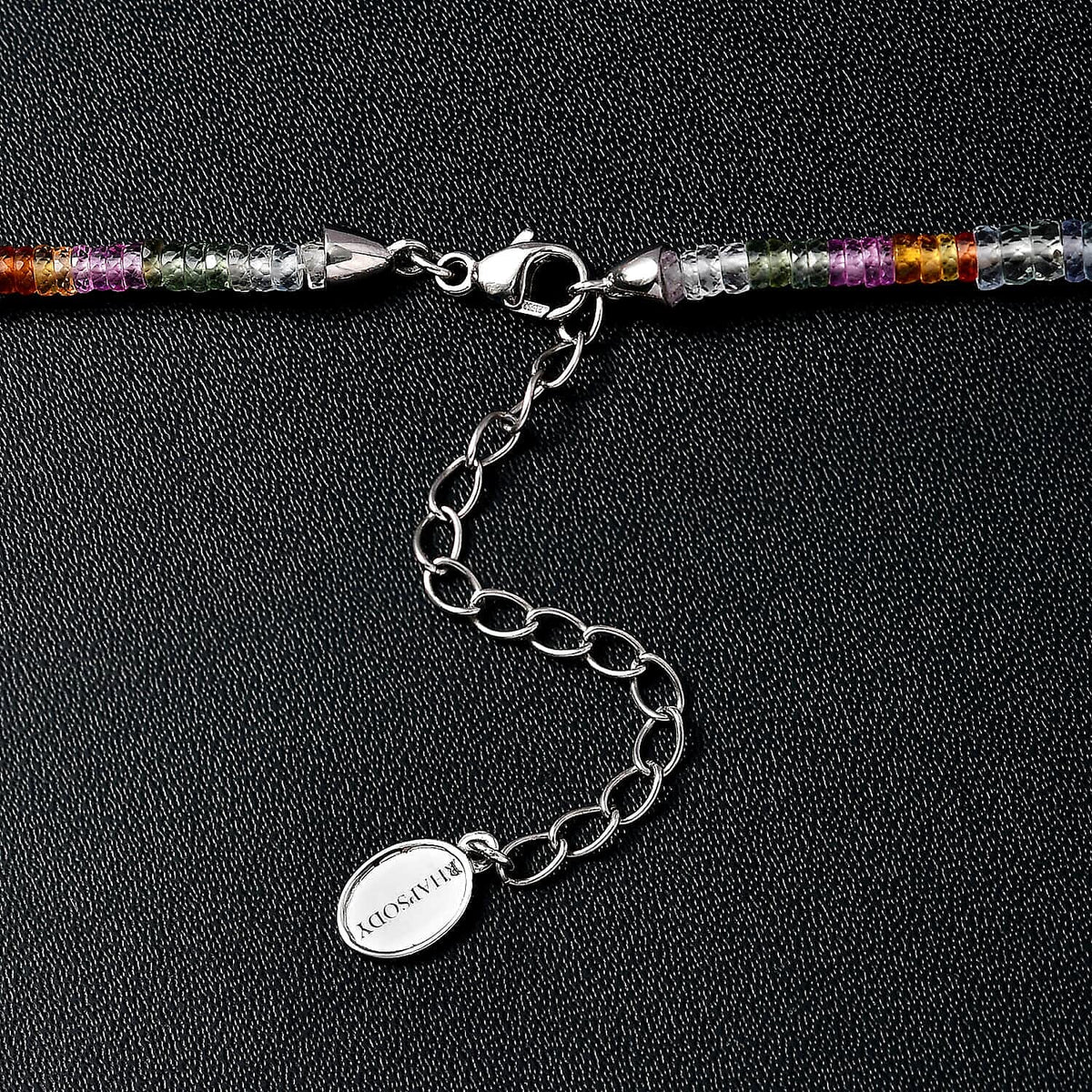 Appraised and Certified 950 Platinum AAAA Multi Sapphire Necklace (Size - 18) 63.23 Ct. 7669180 4