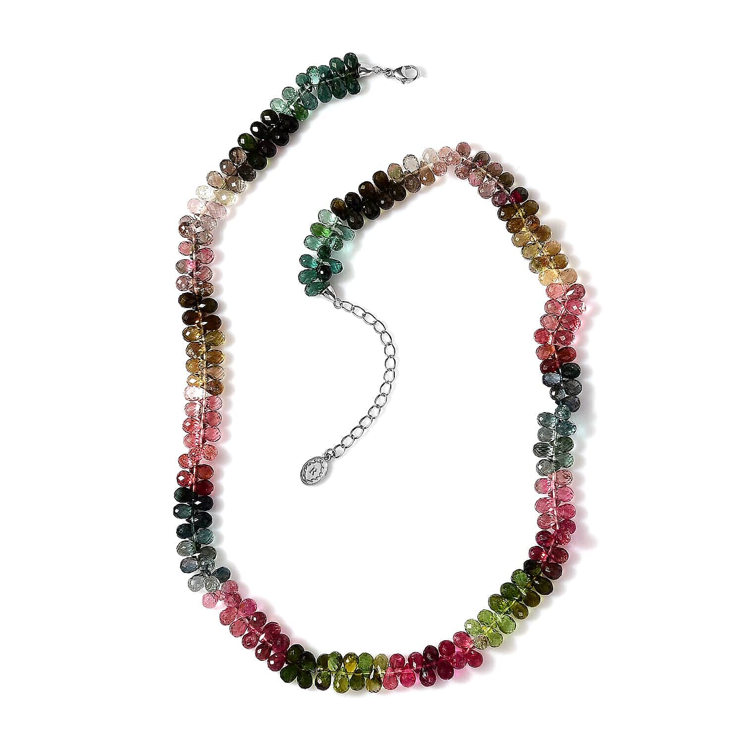 Certified &amp; Appraised 171 Ct. AAAA Multi-Tourmaline Necklace (Size - 18) with Lobster Clasp in 950 Platinum 7685649 0