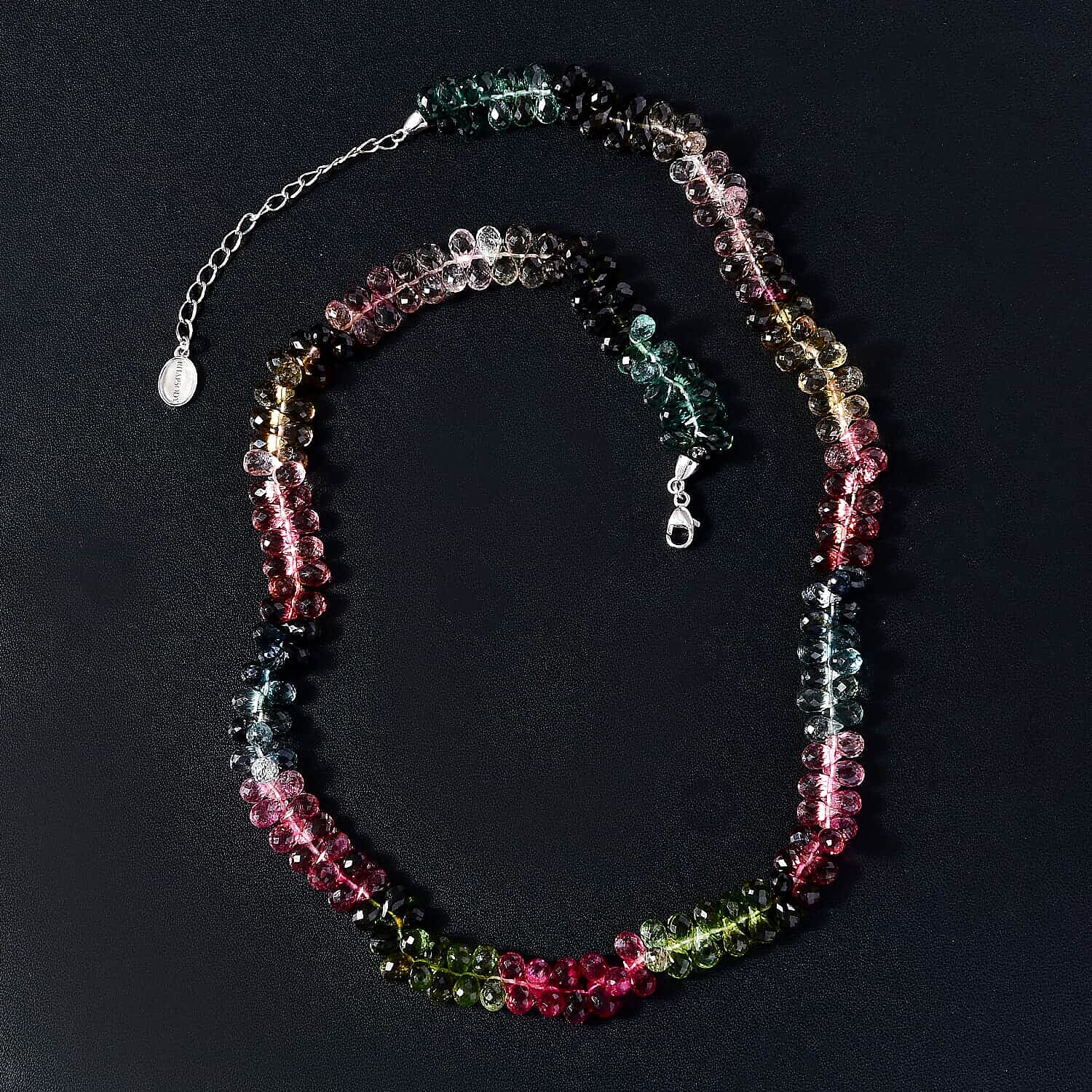 Certified &amp; Appraised 171 Ct. AAAA Multi-Tourmaline Necklace (Size - 18) with Lobster Clasp in 950 Platinum 7685649 2
