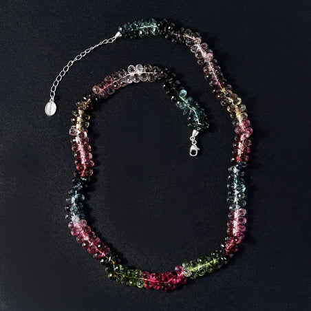 Certified &amp; Appraised 171 Ct. AAAA Multi-Tourmaline Necklace (Size - 18) with Lobster Clasp in 950 Platinum 7685649 2