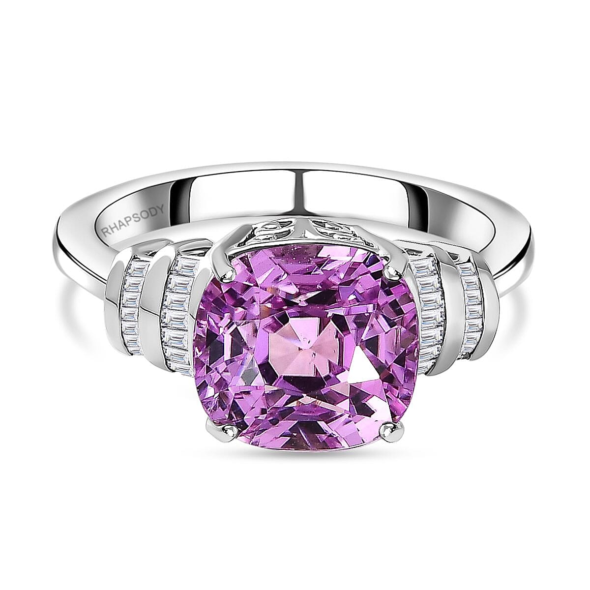 RHAPSODY- 950 Platinum AAAA Patroke Kunzite Diamond Ring 5.62 Ct, Platinum Wt. 5.95 GM 7670465 0